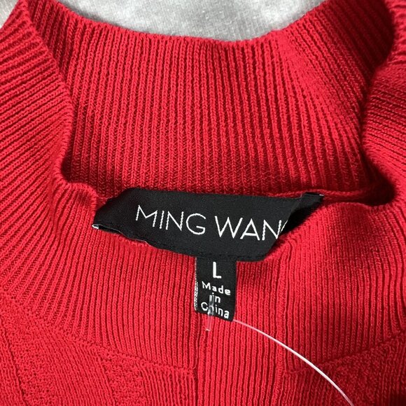 Ming Wang Sleeveless Red Knit Top Size L Rayon/Polyester Blend - Picture 5 of 9